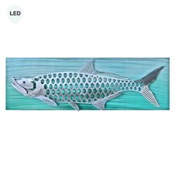 Abstract Tarpon Fish LED Wall Sculpture Silver