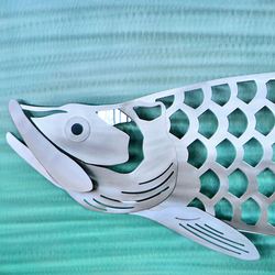Abstract Tarpon Fish LED Wall Sculpture Silver