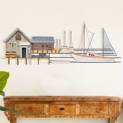 Fishing Village Wall Sculpture Brown