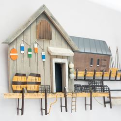 Fishing Village Wall Sculpture Brown