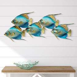 Queen Angelfish School II Wall Art Sculpture Blue