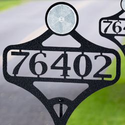 Pathways Horizontal Personalized Reflective Driveway Marker Stakes Black Horizontal Set of Two