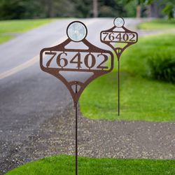 Pathways Horizontal Personalized Reflective Driveway Marker Stakes Weathered Bronze Horizontal Set of Two