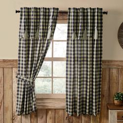 My Country Curtain Pair with Attached Valance Midnight Blue 72 x 63