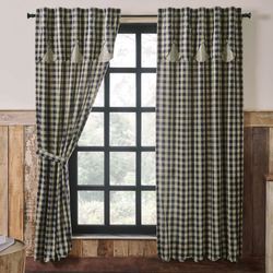 My Country Curtain Pair with Attached Valance Midnight Blue 80 x 84