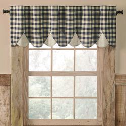 My Country Scalloped Valance Midnight Blue 60 x 18