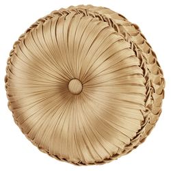 Aurelia Pleated Tufted Pillow Gold Round