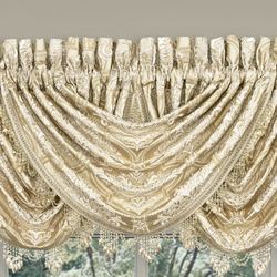 Sezanne Beaded Trim Waterfall Valance Champagne 43 x 33