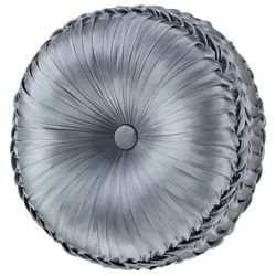 Barocco Pleated Tufted Pillow Sterling Blue Round