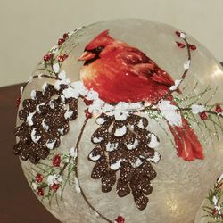 Holiday Cardinal Lighted Globes Red Set of Three