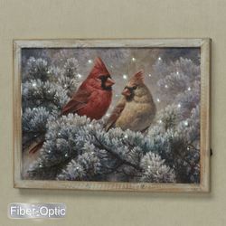 Holiday Cardinals Framed Canvas Wall Art Multi Warm