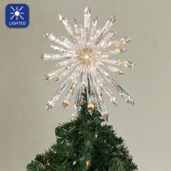 Glittered Starburst Lighted Tree Topper Clear