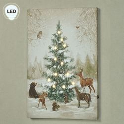 Woodland Friends LED Canvas Wall Art Natural