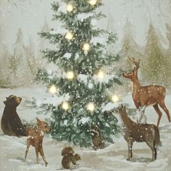 Woodland Friends LED Canvas Wall Art Natural