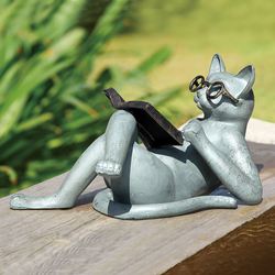 Literary Cat Garden Sculpture Verdi Bronze