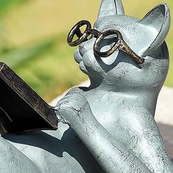 Literary Cat Garden Sculpture Verdi Bronze