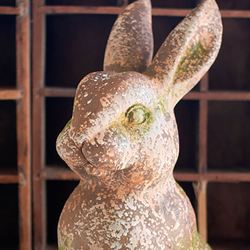 Head Forward Bunny Outdoor Garden Sculpture Aged Stone