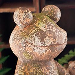 Small Frog Outdoor Garden Sculpture Aged Stone