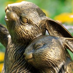 Selfie Sweeties Bunny Garden Sculpture Aged Gold