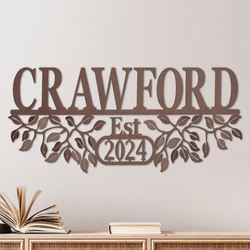 Verdin Leaves Established Personalized Wall Art Sign