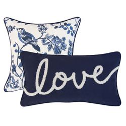 Checkerboard Indigo Decorative Pillows Set of Two