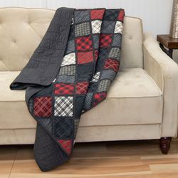 Lumberjack Patchwork Throw Blanket Black 50 x 60
