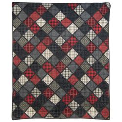 Lumberjack Patchwork Throw Blanket Black 50 x 60