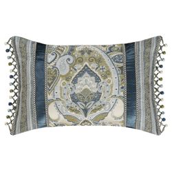 Avellino Ball Tassel Rectangle Pillow Blue