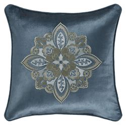 Avellino Embroidered Pillow Blue 18 Square