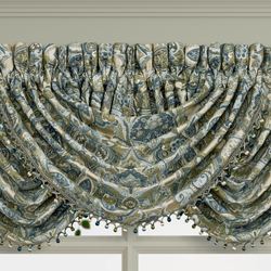 Avellino Ball Tassel Waterfall Valance Blue 49 x 33