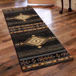 Southwest Fever Rug Runner Black 27 x 73
