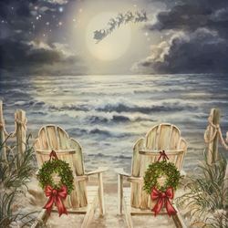 Moonlight Christmas Lighted Print Blue