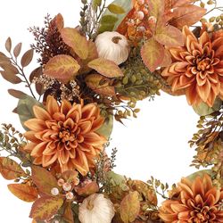 Fall Dahlia Wreath Multi Warm