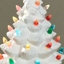 Lighted Vintage Christmas Tree Table Accent White