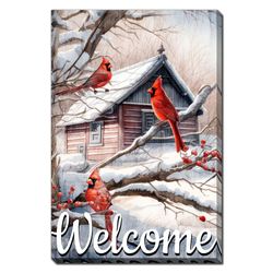 Welcome Home Cardinal Canvas Wall Art Red