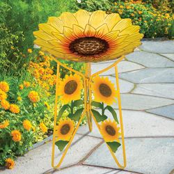 Sunflower Birdbath with Stand Yellow