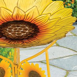 Sunflower Birdbath with Stand Yellow