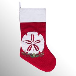 Sea Life Sand Dollar Christmas Stocking Red