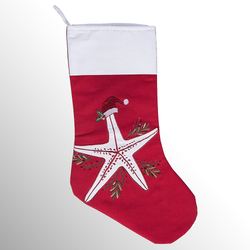 Sea Life Starfish Christmas Stocking Red