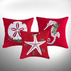 Sea Life Sand Dollar Decorative Pillow Red