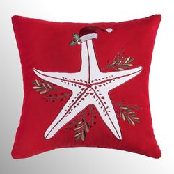 Sea Life Starfish Decorative Pillow Red