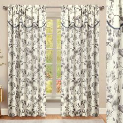 Calverton Semi Sheer Wide Curtain Pair with Attached Valances 104 x 84