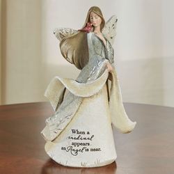 Cardinal Memorial Angel Figurine Natural