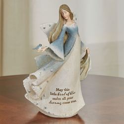 Bluebird of Happiness Angel Figurine Natural