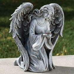 Angel with Butterflies Garden Statue Gray