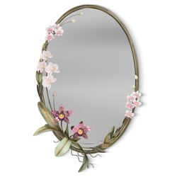 Orchid Arrangement Oval Wall Mirror Pink