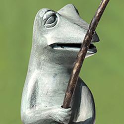 Fishing Frogs Ledge Sitter Garden Sculpture Set Verdi Bronze