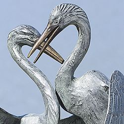 Gentle Embrace Crane Garden Sculpture Gray