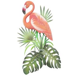 Flamingo in Tropical Foliage Wall Art Pink