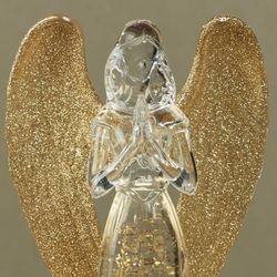 Glitter Swirl LED Praying Angel Figurine Gold
